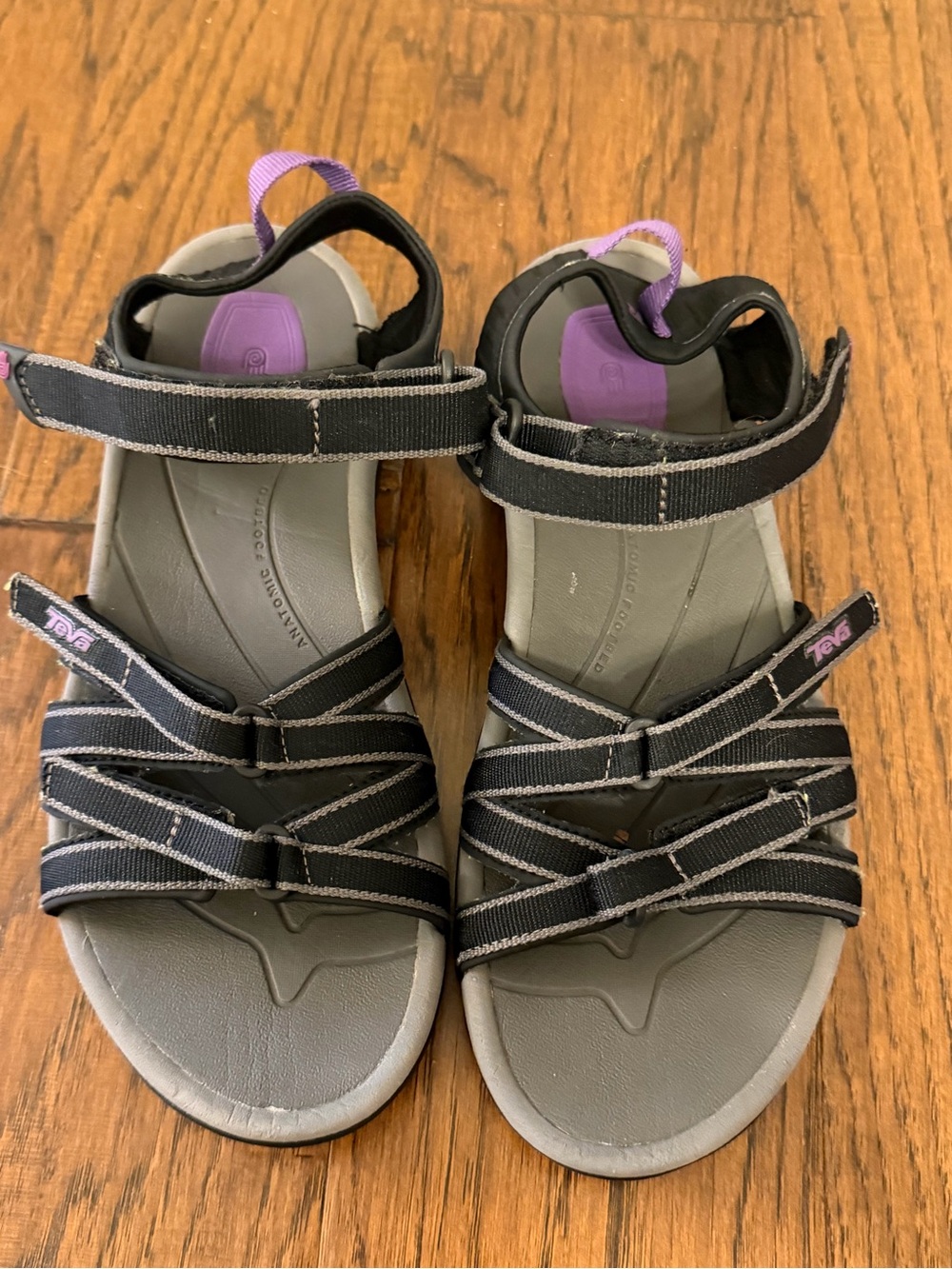 Teva Tirra Black and Purple Strappy Sports Sandals Women's Size 9 S/N 4266